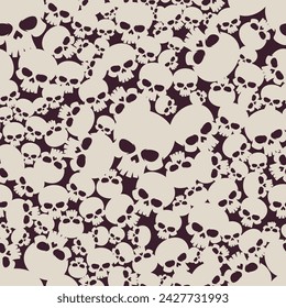 Vector skulls seamless pattern. Black background