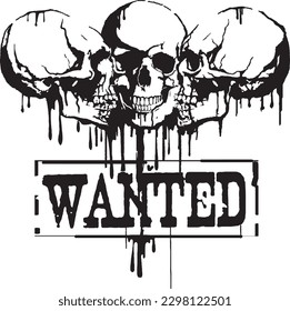Vector skulls wanted flow ink western