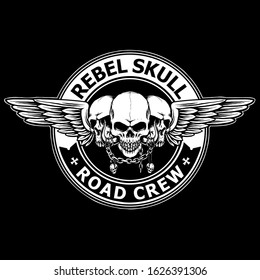 vector of skulls with wing badge