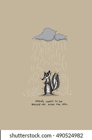 vector skunk and the rain