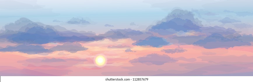 Vector of sky background, sunrise or sunset.