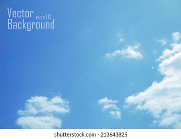 Vector sky. Blue sky with cloud closeup.