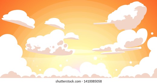 Vector sky clouds. Sunset. Background sky design 
