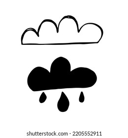 Vector sky doodle illustration for design. Cloud element isolated on white background