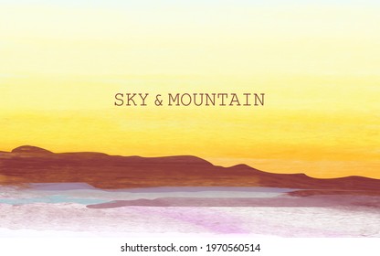 vector sky and mountain in hot tone yellow and red tone illustration 