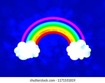 Vector Sky with Rainbow Glowing Illustration, Shining Background.