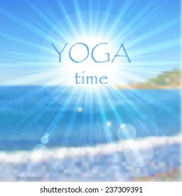 Vector sky and sea background for yoga studio.
