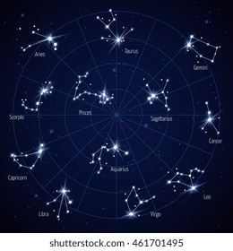 Vector Sky Star Map Constellations Stars Stock Vector (Royalty Free ...