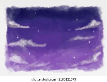 Vector - sky with starry night background, watercolor style.