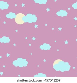 Vector sky, stars and clouds. Vector illustration