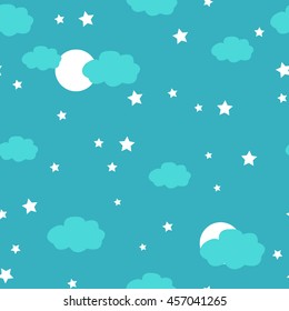 Vector sky, stars and clouds. Vector illustration