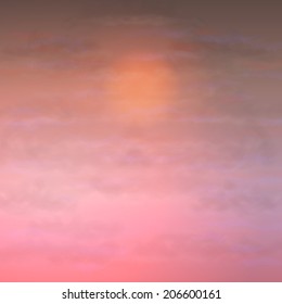 Vector sky sunset background with soft clouds texture