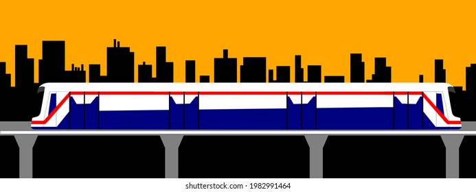 vector sky train in the city of Thailand illustration
