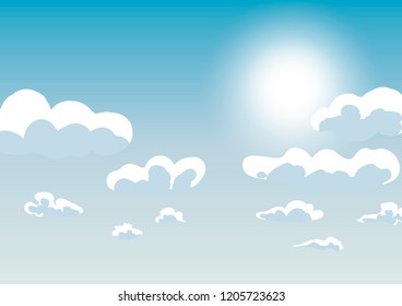 Vector sky whith clouds. Cartoon style. Background design