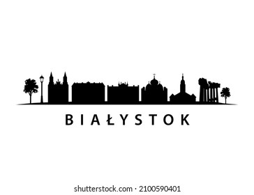 Białystok Vector Skyline Black Silhouette of City in Poland