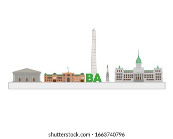 vector, skyline of Buenos Aires city in Argentina