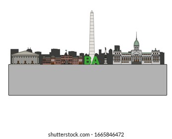 vector, skyline of Buenos Aires city in Argentina
