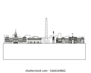 vector, skyline of Buenos Aires city in Argentina