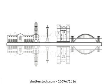 vector skyline of newcastle city north of england