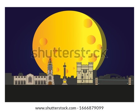 vector skyline of newcastle city north of england