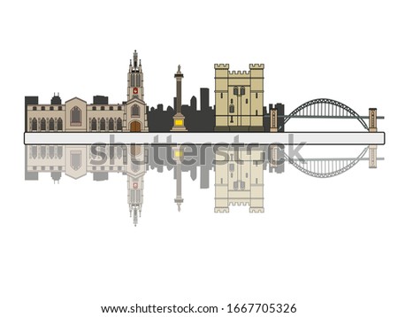 vector skyline of newcastle city north of england