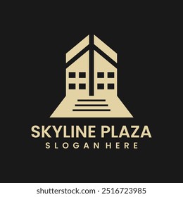 Vektor skyline plaza flach logo design