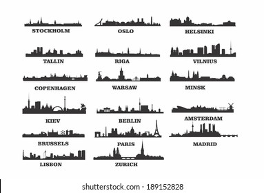  vector skylines of European cities