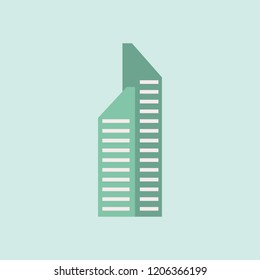 Vector skyscraper building icon. Apartment building illustration. Trendy Flat style for graphic design, Web site, UI. EPS10