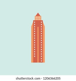 Vector skyscraper building icon. Apartment building illustration. Trendy Flat style for graphic design, Web site, UI. EPS10