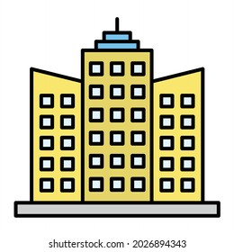 Vector Skyscraper Filled Outline Icon Design
