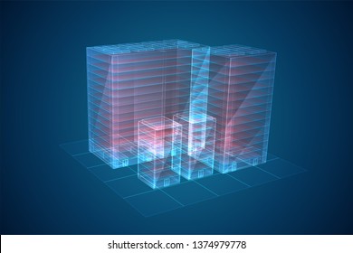 vector skyscraper. group of buildings on a colored background.