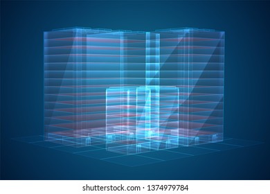 vector skyscraper. group of buildings on a colored background.