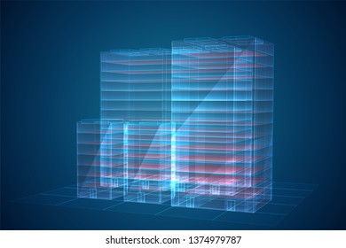 vector skyscraper. group of buildings on a colored background.