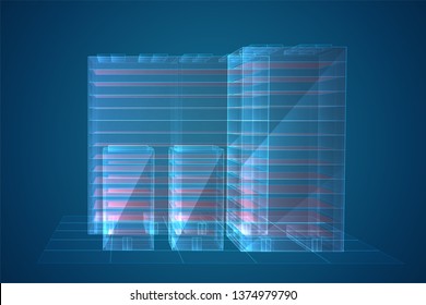 vector skyscraper. group of buildings on a colored background.