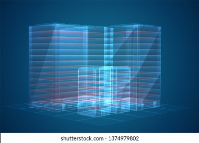 vector skyscraper. group of buildings on a colored background.