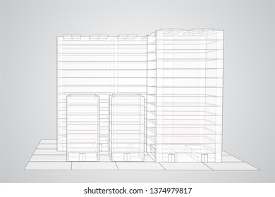 vector skyscraper. group of buildings on a colored background.