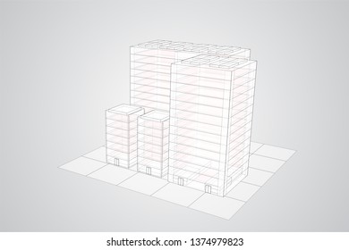 vector skyscraper. group of buildings on a colored background.
