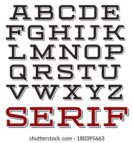 Vector slab serif font. Retro alphabet.