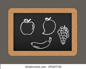 vector Slate. Chalkboard with wooden frame. Drawing. Back to school