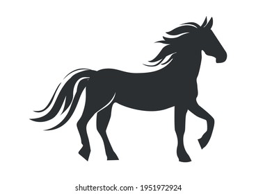 Vector slate of a stylized horse with a developing mane in a simple style for decoration or emblem.