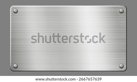 Vector sleek metallic plate with brushed finish and rivets
