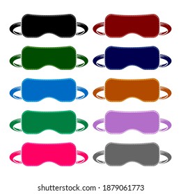 Vector Sleep Mask Icon Set Isolated on White Background.