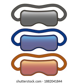 Vector Sleep Mask Icon Set Isolated on White Background.