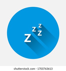 Vektorillustration schläft und schnarcht Symbol auf blauem Hintergrund. Flaches Bild mit langem Schatten.