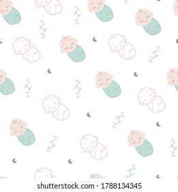Vector Sleeping Baby Background Illustration Pattern