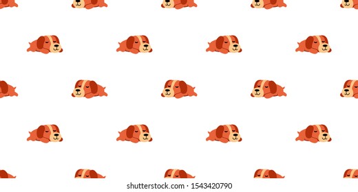 Vector sleeping dog seamless pattern background cartoon style for design.