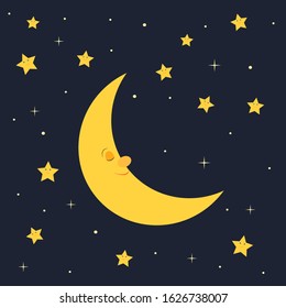 Vector of sleeping moon and stars.