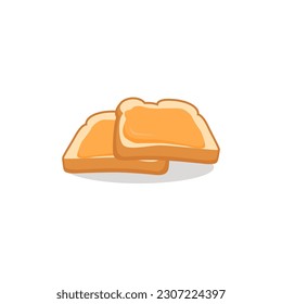 Vector slice bread toast and peanut butter isolated illustration