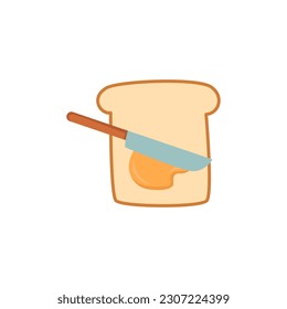 Vector slice bread toast and peanut butter isolated illustration