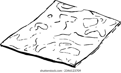 Vector slice colby jack cheese, milk dairy product. Delicious food hand-drawn illustration isolated on white background. Perfect for menu, recipe, label, packaging design.